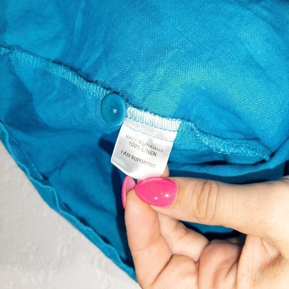 Flax Blue Tunic‎ Button Front Top Size Medium - Picture 2 of 4